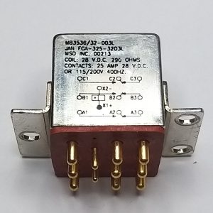 M83536/32-003L FCA-325-3203L RELAY COIL 28VDC, 290 OHMS, CONTACTS 25 AMPS. 28VDC OR 115/200 VAC 400HZ